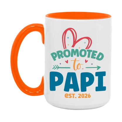 Promoted To Papi Est. 2026 Coffee Mug – New Papi Gift – Pregnancy Announcement Mug For New Baby
