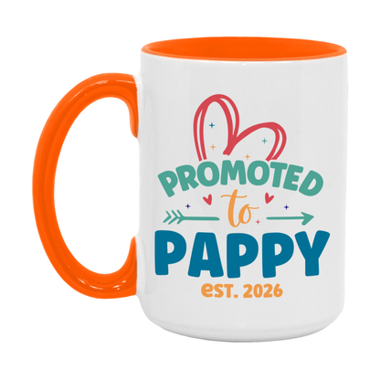 Promoted To Pappy Est. 2026 Coffee Mug – New Pappy Gift – Pregnancy Announcement Mug For New Baby