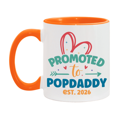Promoted To Popdaddy Est. 2026 Coffee Mug – New Popdaddy Gift – Pregnancy Announcement Mug For New Baby