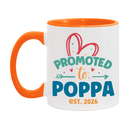 Promoted To Poppa Est. 2026 Coffee Mug – New Poppa Gift – Pregnancy Announcement Mug For New Baby