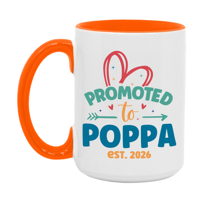 Promoted To Poppa Est. 2026 Coffee Mug – New Poppa Gift – Pregnancy Announcement Mug For New Baby