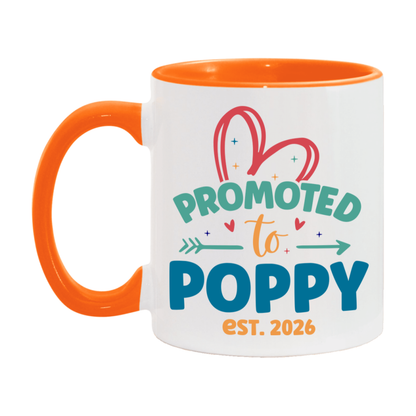 Promoted To Poppy Est. 2026 Coffee Mug – New Poppy Gift – Pregnancy Announcement Mug For New Baby