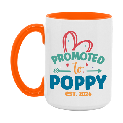 Promoted To Poppy Est. 2026 Coffee Mug – New Poppy Gift – Pregnancy Announcement Mug For New Baby