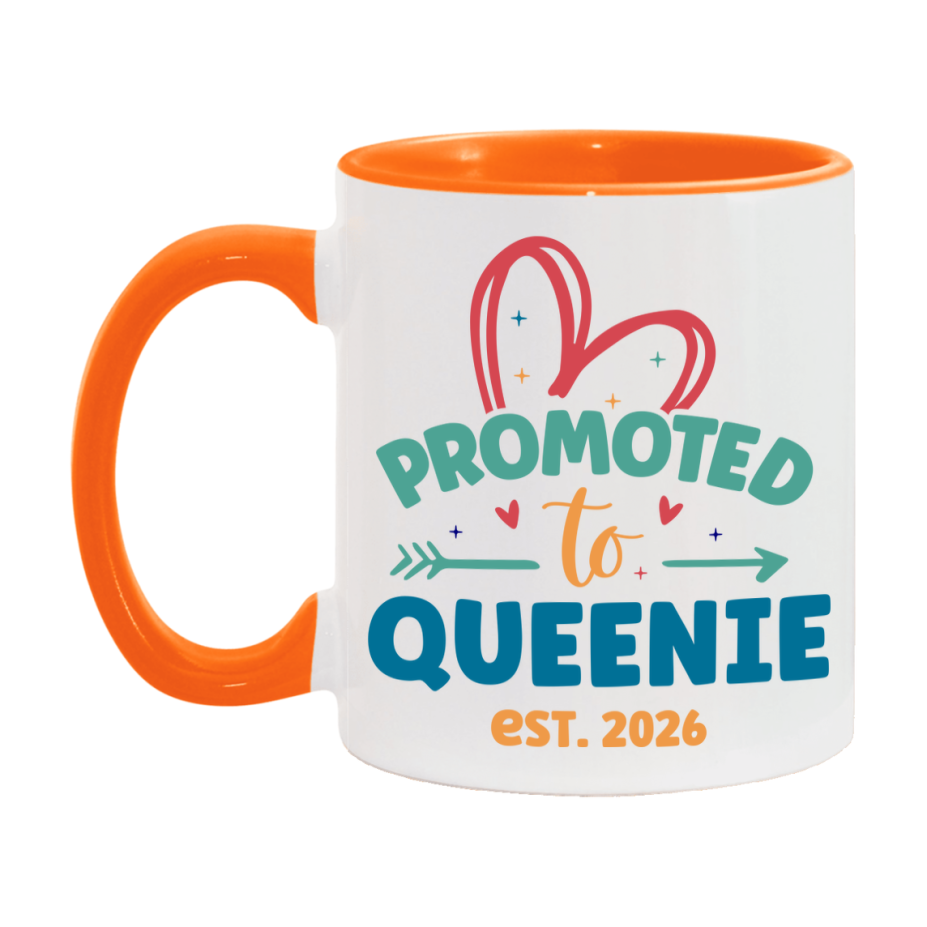 Promoted To Queenie Est. 2026 Coffee Mug – New Queenie Gift – Pregnancy Announcement Mug For New Baby