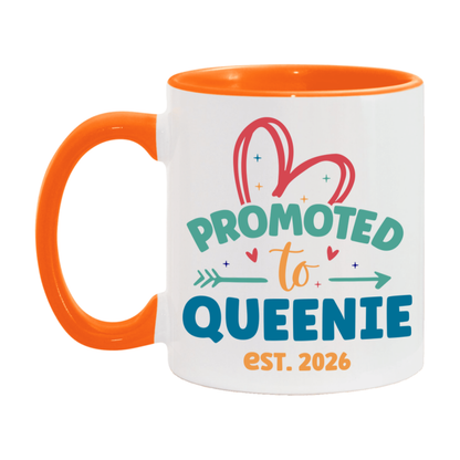 Promoted To Queenie Est. 2026 Coffee Mug – New Queenie Gift – Pregnancy Announcement Mug For New Baby