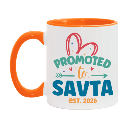 Promoted To Savta Est. 2026 Coffee Mug – New Savta Gift – Pregnancy Announcement Mug For New Baby