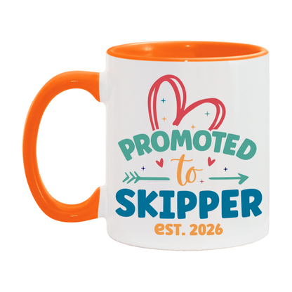 Promoted To Skipper Est. 2026 Coffee Mug – New Skipper Gift – Pregnancy Announcement Mug For New Baby