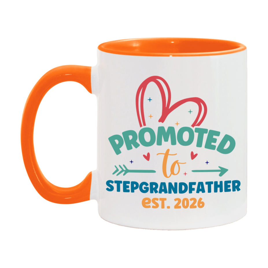 Promoted To Stepgrandfather Est. 2026 Coffee Mug – New Stepgrandfather Gift – Pregnancy Announcement Mug For New Baby