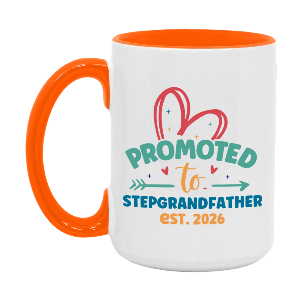 Promoted To Stepgrandfather Est. 2026 Coffee Mug – New Stepgrandfather Gift – Pregnancy Announcement Mug For New Baby