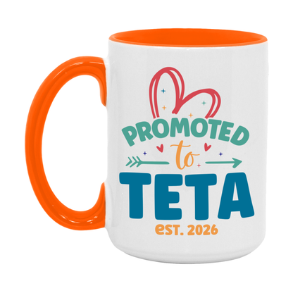 Promoted To Teta Est. 2026 Coffee Mug – New Teta Gift – Pregnancy Announcement Mug For New Baby