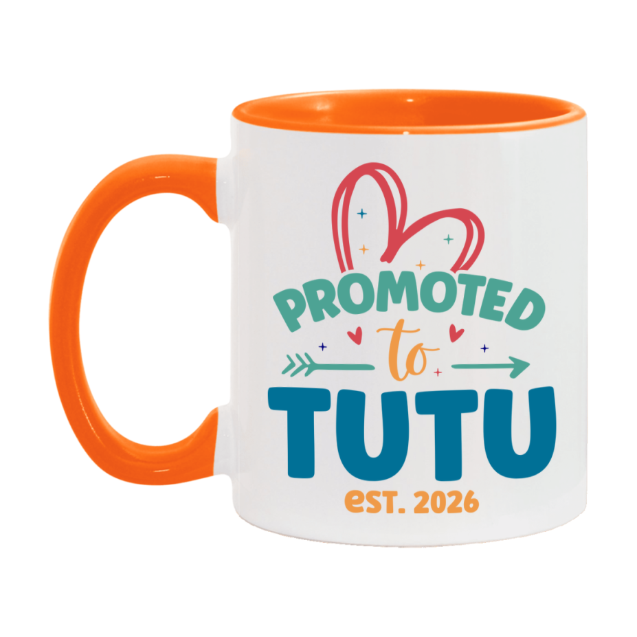 Promoted To Tutu Est. 2026 Coffee Mug – New Tutu Gift – Pregnancy Announcement Mug For New Baby