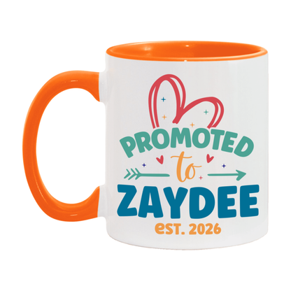 Promoted To Zaydee Est. 2026 Coffee Mug – New Zaydee Gift – Pregnancy Announcement Mug For New Baby