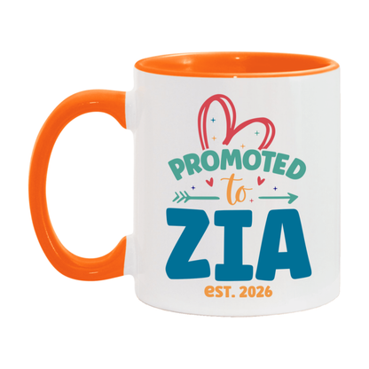 Promoted To Zia Est. 2026 Coffee Mug – New Zia Gift – Pregnancy Announcement Mug For New Baby