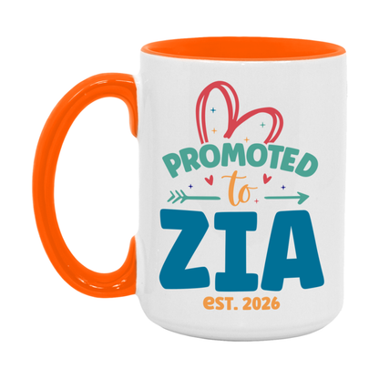Promoted To Zia Est. 2026 Coffee Mug – New Zia Gift – Pregnancy Announcement Mug For New Baby