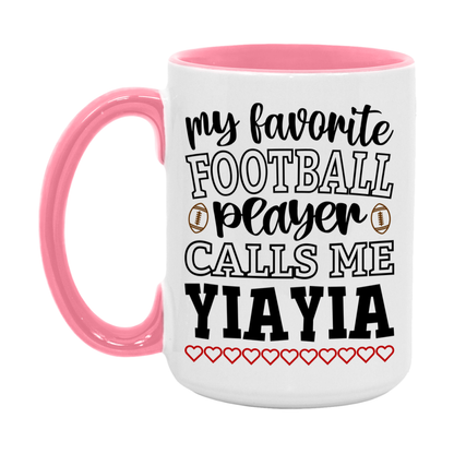 My Favorite Football Player Calls Me Yiayia Mug – Funny Football Yiayia Gift – Mug For Yiayia From Player – Football Season Gift Idea