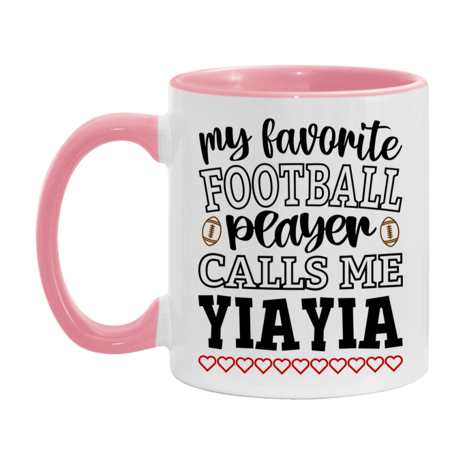 My Favorite Football Player Calls Me Yiayia Mug – Funny Football Yiayia Gift – Mug For Yiayia From Player – Football Season Gift Idea