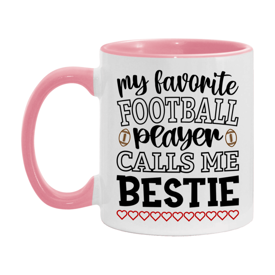My Favorite Football Player Calls Me Bestie Mug – Funny Football Bestie Gift – Mug For Bestie From Player – Football Season Gift Idea
