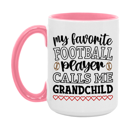 My Favorite Football Player Calls Me Grandchild Mug – Funny Football Grandchild Gift – Mug For Grandchild From Player – Football Season Gift Idea