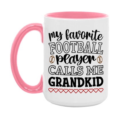 My Favorite Football Player Calls Me Grandkid Mug – Funny Football Grandkid Gift – Mug For Grandkid From Player – Football Season Gift Idea