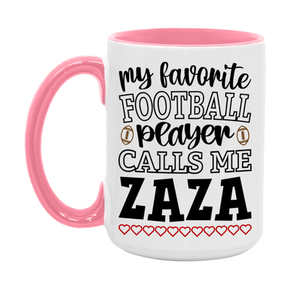 My Favorite Football Player Calls Me Zaza Mug – Funny Football Zaza Gift – Mug For Zaza From Player – Football Season Gift Idea