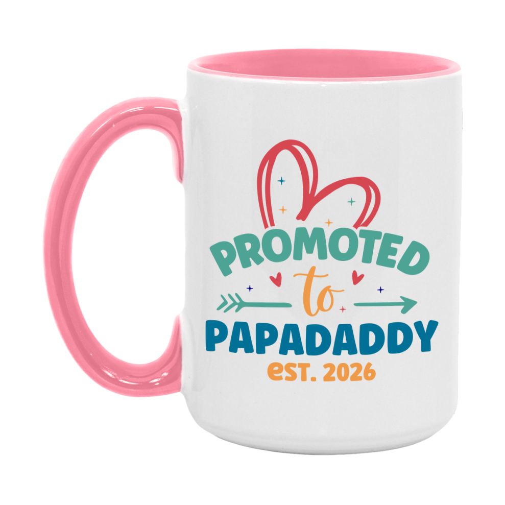 Promoted To Papadaddy Est. 2026 Coffee Mug – New Papadaddy Gift – Pregnancy Announcement Mug For New Baby
