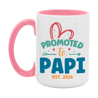 Promoted To Papi Est. 2026 Coffee Mug – New Papi Gift – Pregnancy Announcement Mug For New Baby