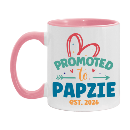 Promoted To Papzie Est. 2026 Coffee Mug – New Papzie Gift – Pregnancy Announcement Mug For New Baby
