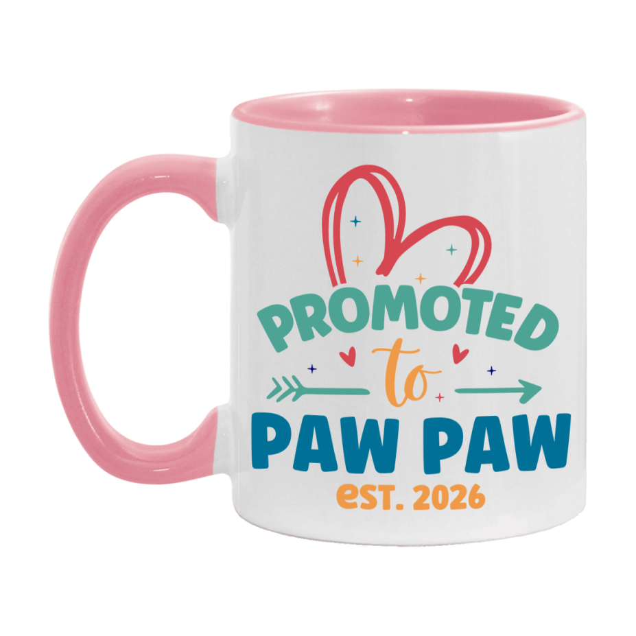 Promoted To Paw Paw Est. 2026 Coffee Mug – New Paw Paw Gift – Pregnancy Announcement Mug For New Baby
