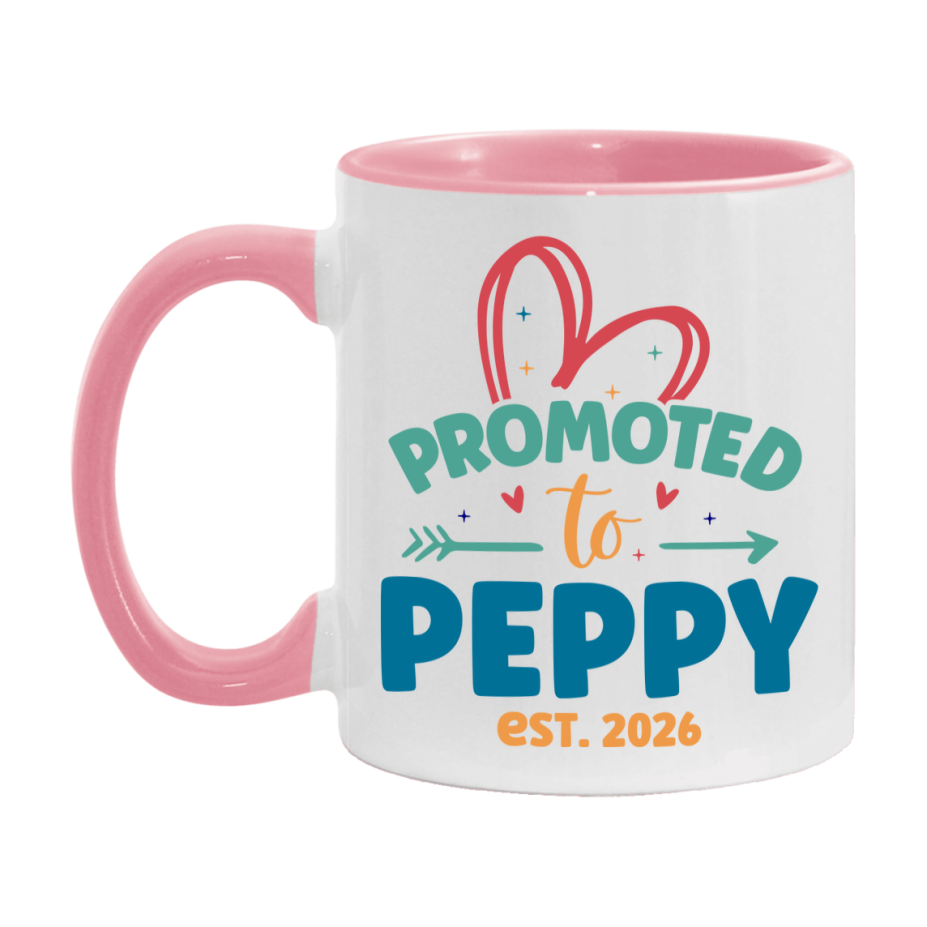 Promoted To Peppy Est. 2026 Coffee Mug – New Peppy Gift – Pregnancy Announcement Mug For New Baby