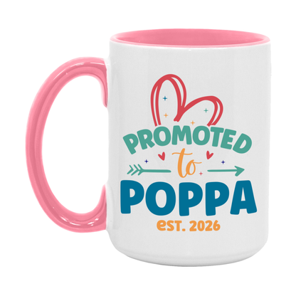 Promoted To Poppa Est. 2026 Coffee Mug – New Poppa Gift – Pregnancy Announcement Mug For New Baby