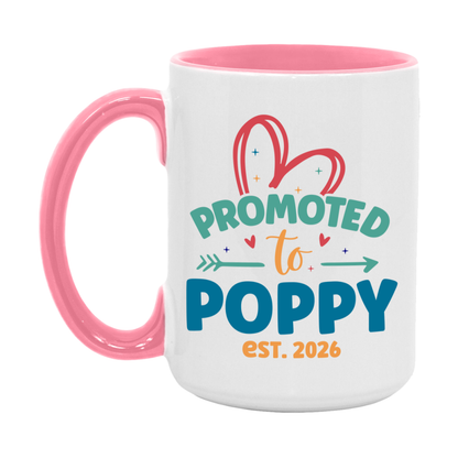 Promoted To Poppy Est. 2026 Coffee Mug – New Poppy Gift – Pregnancy Announcement Mug For New Baby