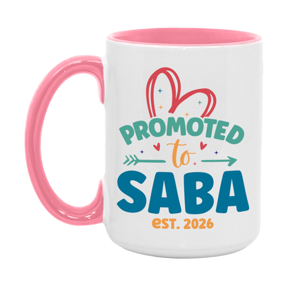 Promoted To Saba Est. 2026 Coffee Mug – New Saba Gift – Pregnancy Announcement Mug For New Baby
