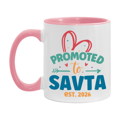 Promoted To Savta Est. 2026 Coffee Mug – New Savta Gift – Pregnancy Announcement Mug For New Baby