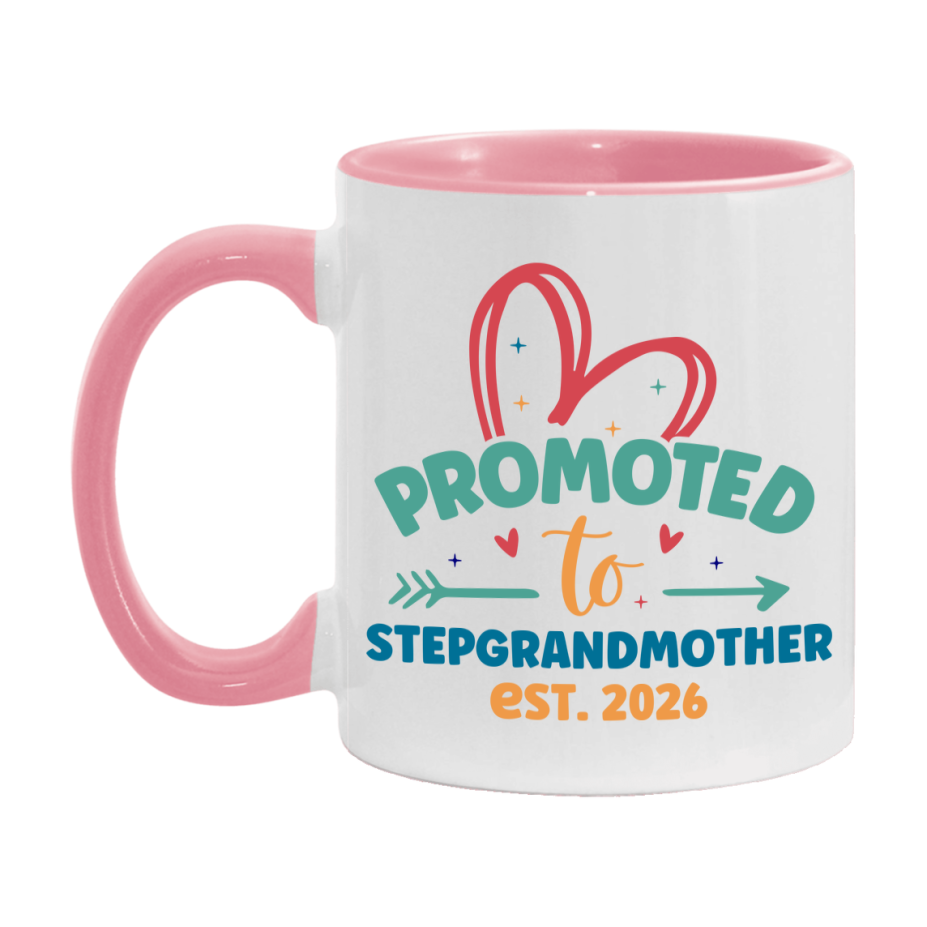 Promoted To Stepgrandmother Est. 2026 Coffee Mug – New Stepgrandmother Gift – Pregnancy Announcement Mug For New Baby