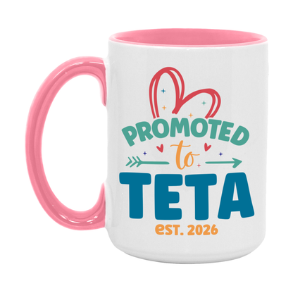 Promoted To Teta Est. 2026 Coffee Mug – New Teta Gift – Pregnancy Announcement Mug For New Baby
