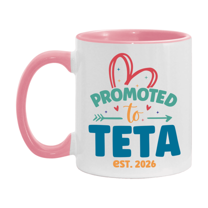 Promoted To Teta Est. 2026 Coffee Mug – New Teta Gift – Pregnancy Announcement Mug For New Baby