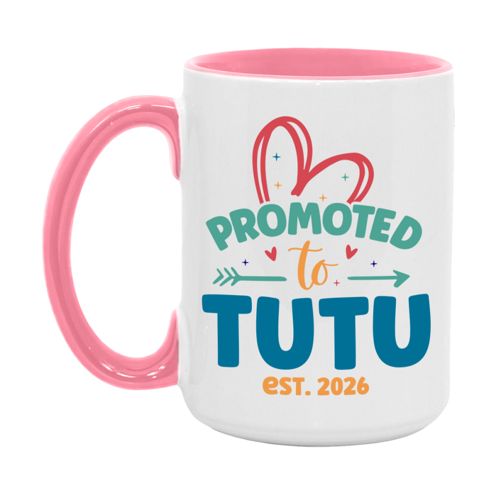 Promoted To Tutu Est. 2026 Coffee Mug – New Tutu Gift – Pregnancy Announcement Mug For New Baby