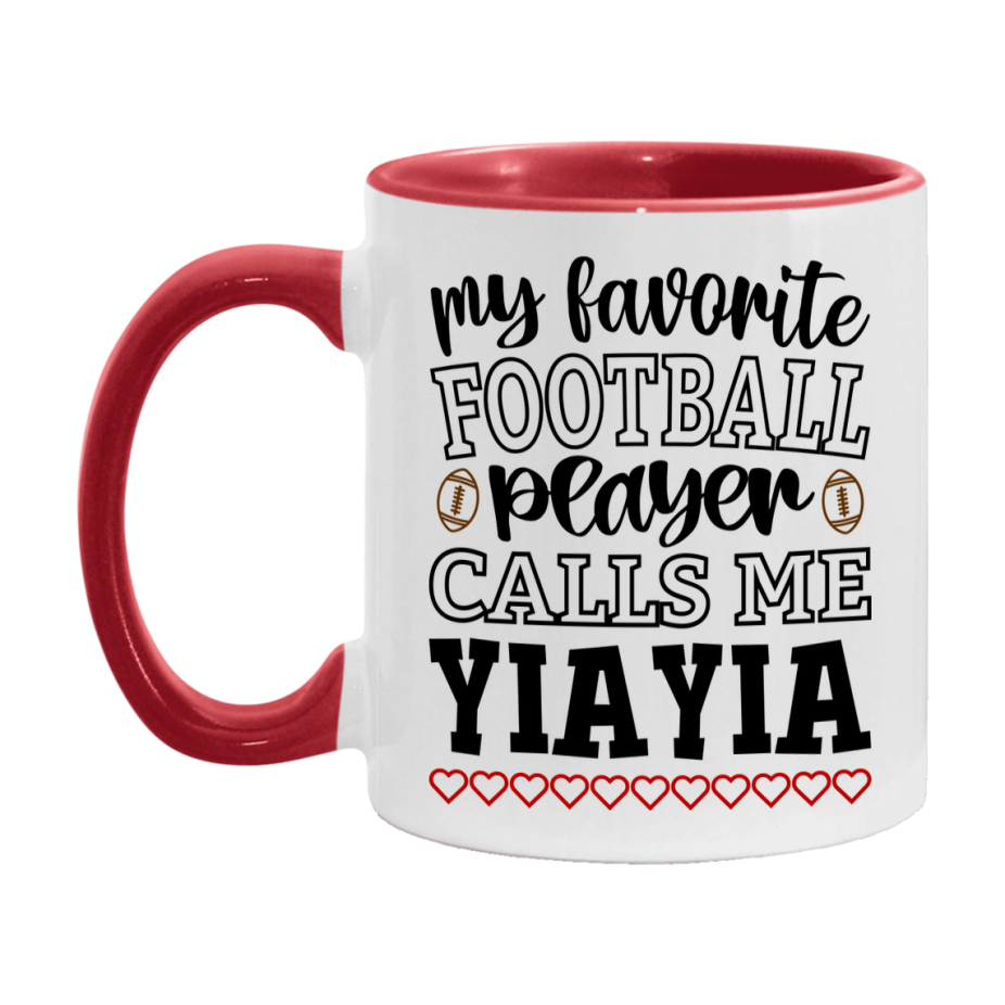 My Favorite Football Player Calls Me Yiayia Mug – Funny Football Yiayia Gift – Mug For Yiayia From Player – Football Season Gift Idea
