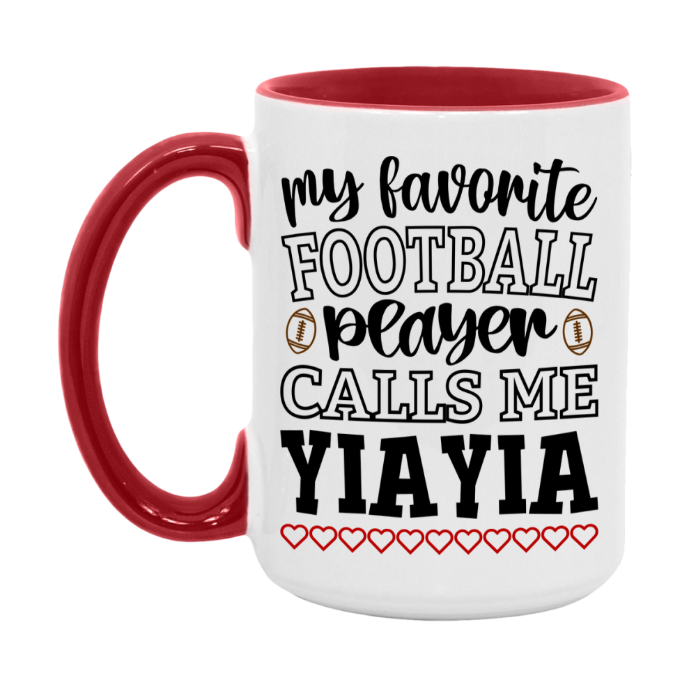 My Favorite Football Player Calls Me Yiayia Mug – Funny Football Yiayia Gift – Mug For Yiayia From Player – Football Season Gift Idea