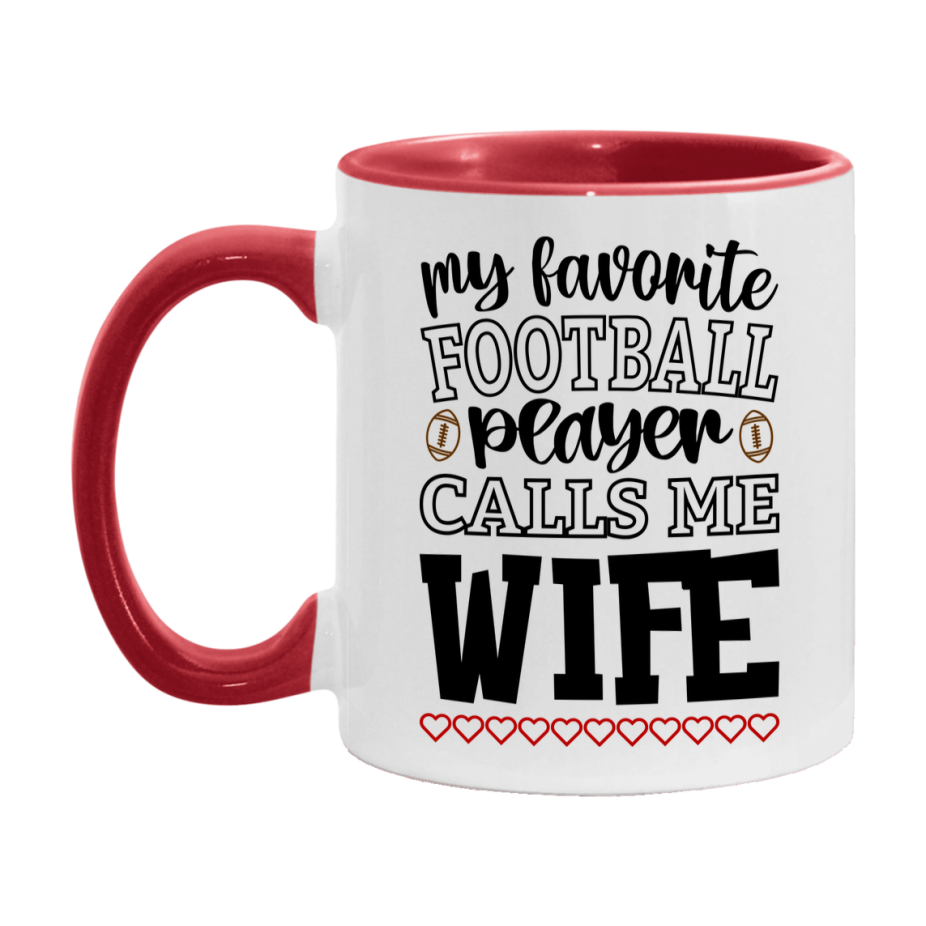 My Favorite Football Player Calls Me Wife Mug – Funny Football Wife Gift – Mug For Wife From Player – Football Season Gift Idea