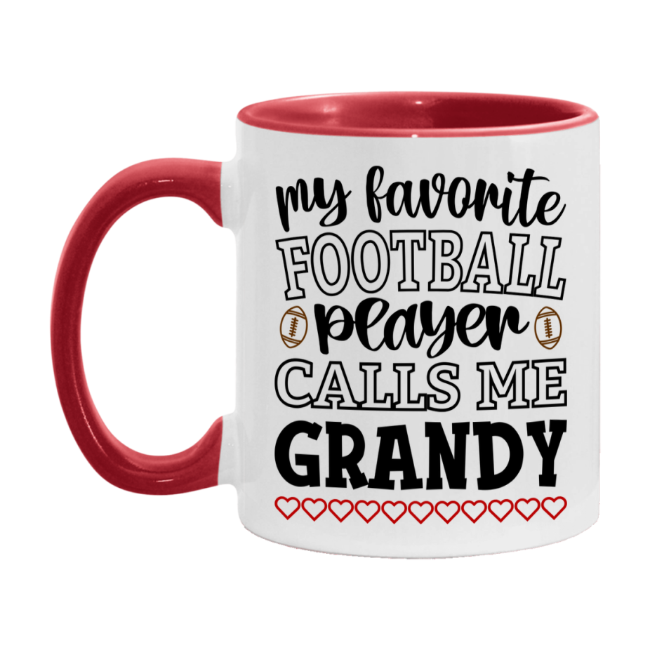 My Favorite Football Player Calls Me Grandy Mug – Funny Football Grandy Gift – Mug For Grandy From Player – Football Season Gift Idea