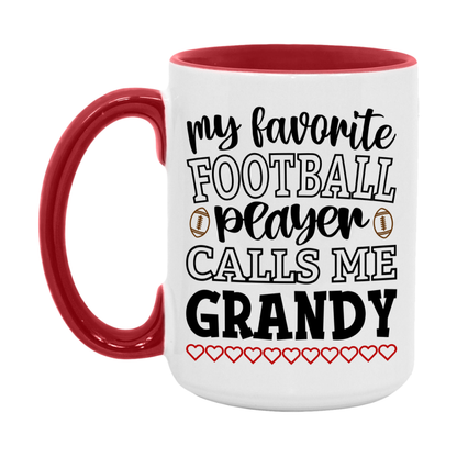 My Favorite Football Player Calls Me Grandy Mug – Funny Football Grandy Gift – Mug For Grandy From Player – Football Season Gift Idea