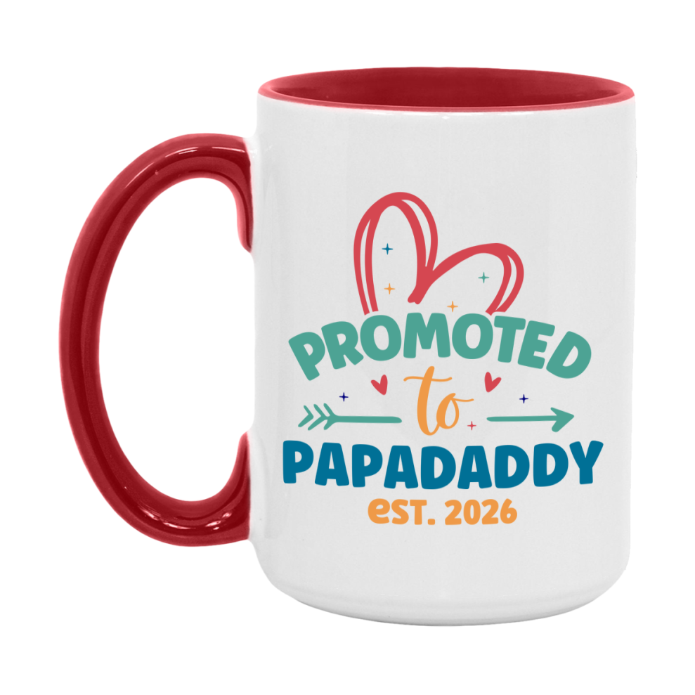 Promoted To Papadaddy Est. 2026 Coffee Mug – New Papadaddy Gift – Pregnancy Announcement Mug For New Baby