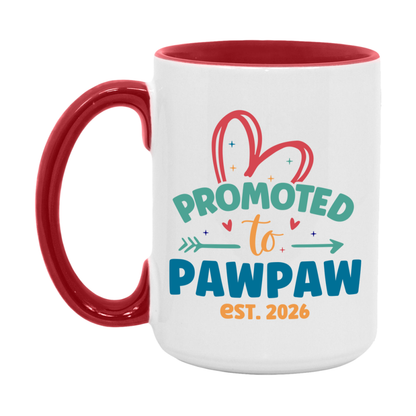 Promoted To Pawpaw Est. 2026 Coffee Mug – New Pawpaw Gift – Pregnancy Announcement Mug For New Baby