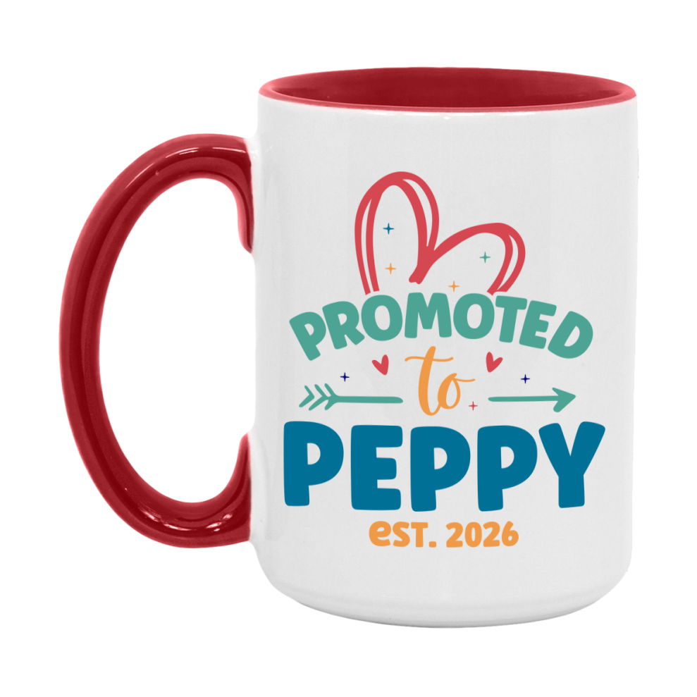 Promoted To Peppy Est. 2026 Coffee Mug – New Peppy Gift – Pregnancy Announcement Mug For New Baby