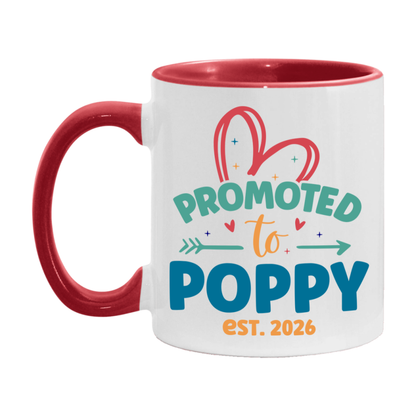 Promoted To Poppy Est. 2026 Coffee Mug – New Poppy Gift – Pregnancy Announcement Mug For New Baby