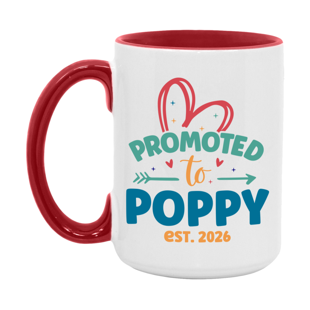 Promoted To Poppy Est. 2026 Coffee Mug – New Poppy Gift – Pregnancy Announcement Mug For New Baby