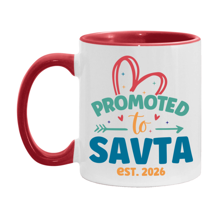 Promoted To Savta Est. 2026 Coffee Mug – New Savta Gift – Pregnancy Announcement Mug For New Baby