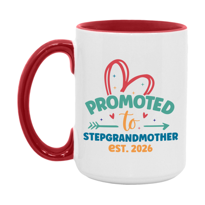 Promoted To Stepgrandmother Est. 2026 Coffee Mug – New Stepgrandmother Gift – Pregnancy Announcement Mug For New Baby