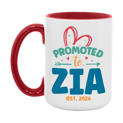 Promoted To Zia Est. 2026 Coffee Mug – New Zia Gift – Pregnancy Announcement Mug For New Baby